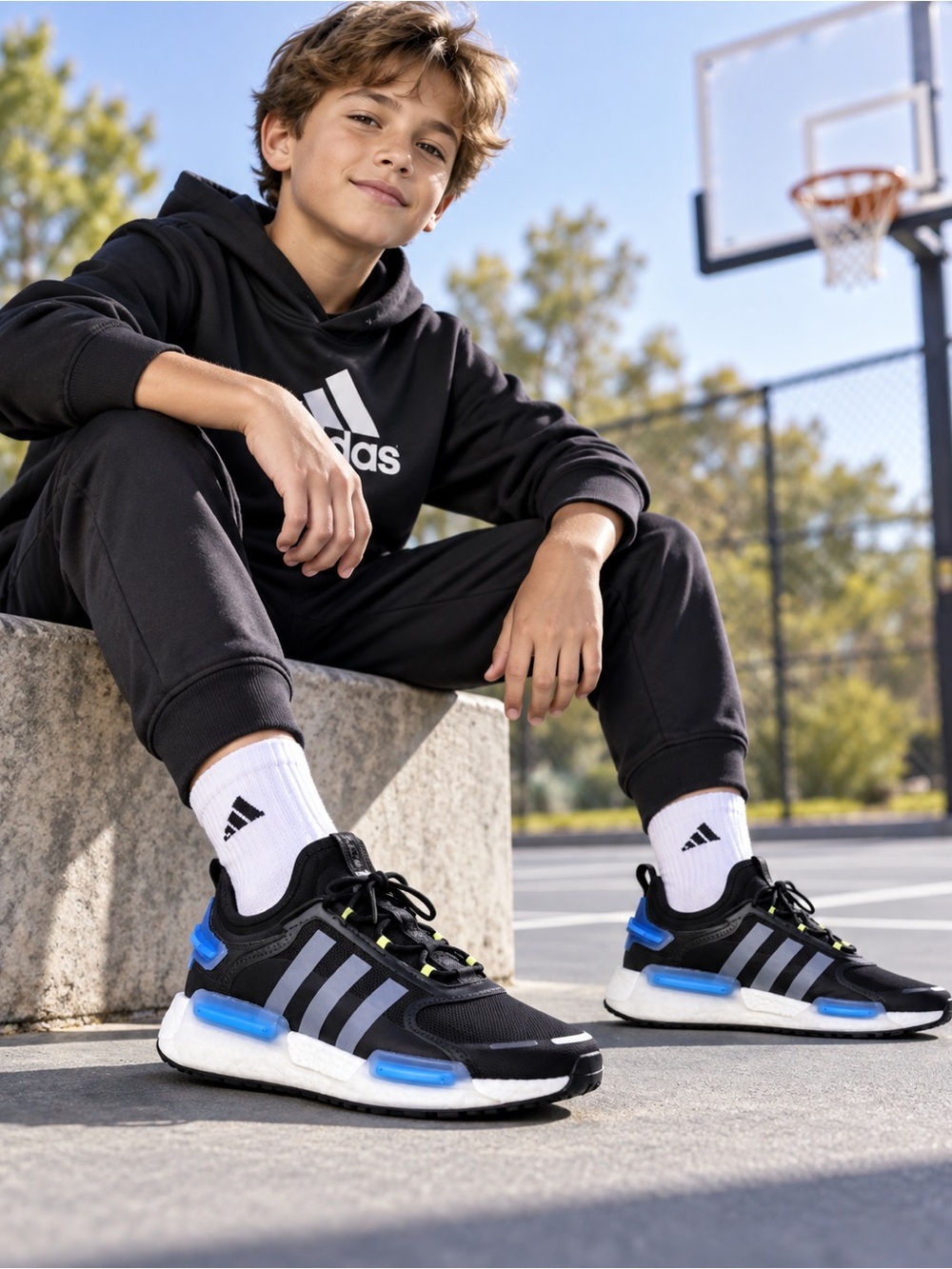 Adidas NMD S1 Black Blue Boost Sneakers Size 6 GW1481 Running Shoes - New no tag